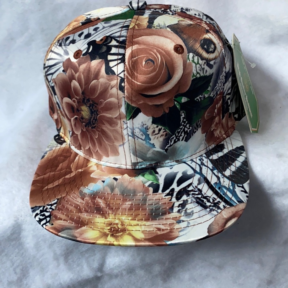 SALE 2/$27 3/$37 4/$45 Brown Floral & Butterfly SnapBack Cap